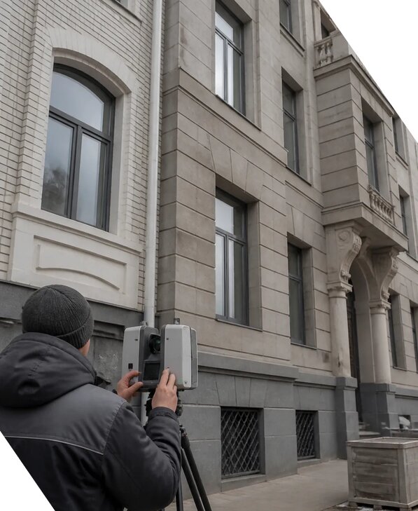 Лазерное сканирование фасадов зданий для обследования в Феодосии